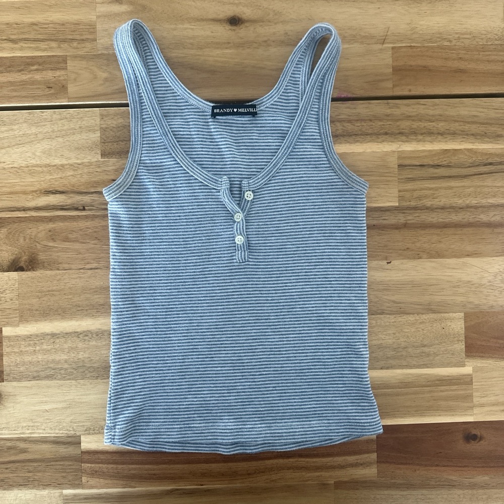 Blue Brandy Melville Striped Tank Top